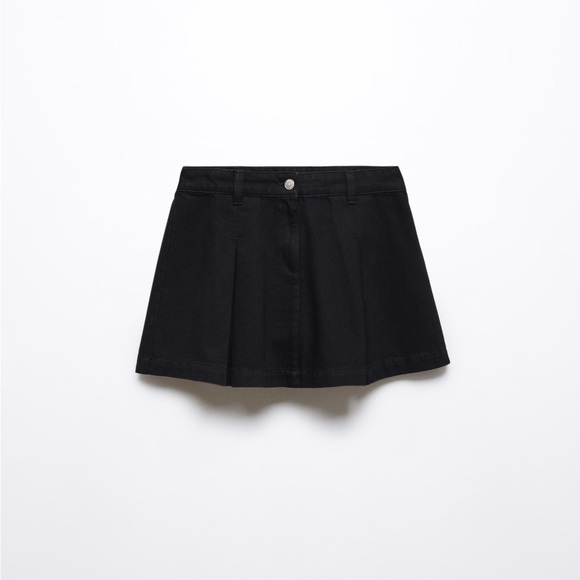 PLEATED DENIM MINI-SKIRT - Picture 3 of 5